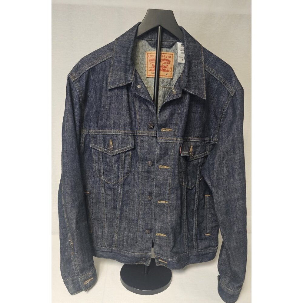 Y2K Levis Standard Trucker Blue Dark Wash Jean Jacket Mens Medium 70507